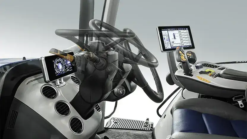 Det moderne og ergonomiske førerhuset til en New Holland T8 Genesis traktor.